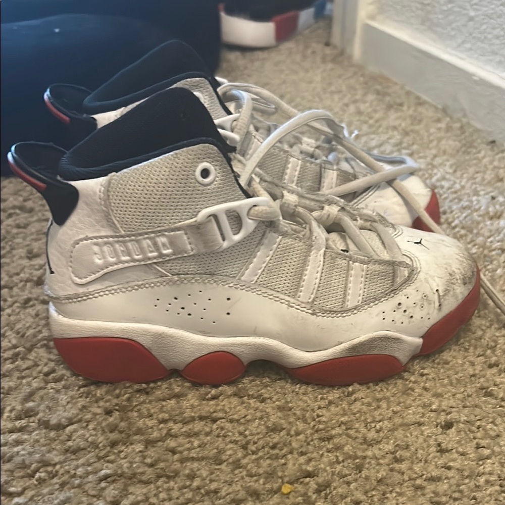 Jordan Kids' White and Red Sneakers